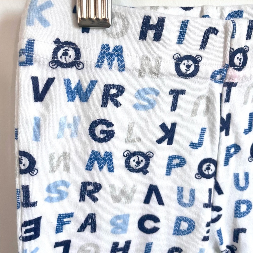 10/$25💥Alphabet Unisex Leggings, Little Lion Faces, White Blue, Soft 100% Cotton